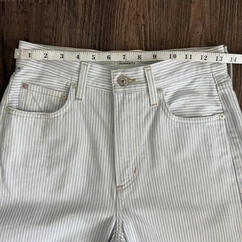 Citizens of Humanity Miro Marine Blue Stripe Relaxed Jeans Size 24